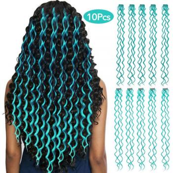 MEEPO Extensiones 24 con Clip, Cabello Sintético Ondulado