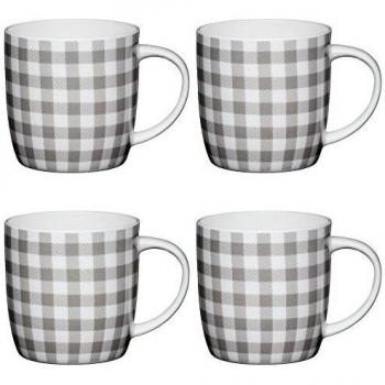 Grey Gingham China Mug Set by KitchenCraft