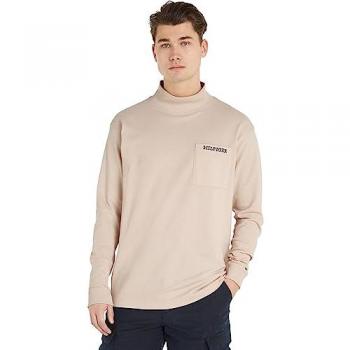 Tommy Hilfiger Herren Langarmshirt Pique mit Taschen und Rollkragen, Beige (Cashmere Creme), Größe XXL