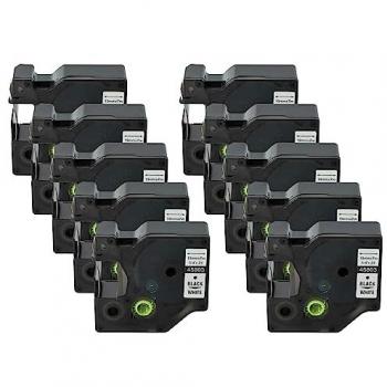 VHBW 10x Cassetta Etichette Dymo 2000, 5000, 5500 19mm Nero Su Bianco