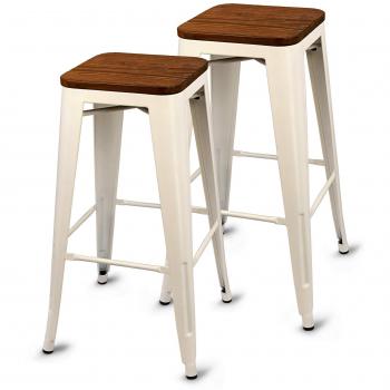Urban Loft Kitchen Seating – Two-Seat White Metal Bar Stools