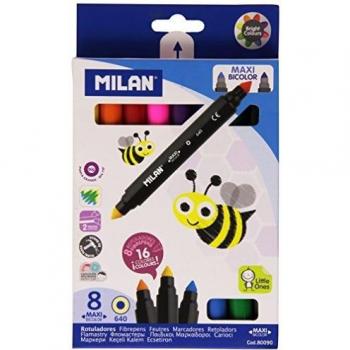 Milan pack de 8 rotuladores maxi bicolor doble punta