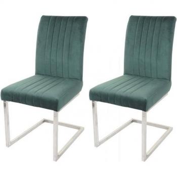 Chaises Cantilever Design Vert & Métallique – Ensemble 2