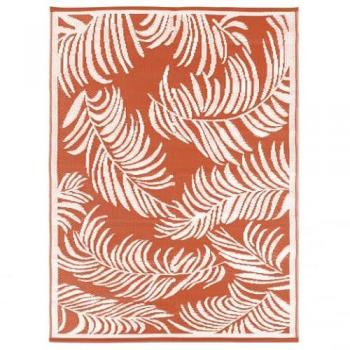 Tapis extérieur moderne Coco tropical terracotta et blanc 180 x 280 cm anti-UV
