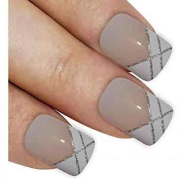 24‑Piece Silver Gleam False Nails