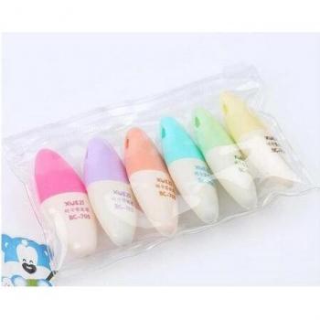 6 pcs Kawaii Dot Stripe Highlighters
