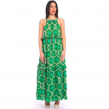 Abito lungo Twinset Actitude a fantasia, colore verde
