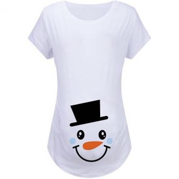 Camiseta de Maternidad Talla Grande con Estampado Navideño