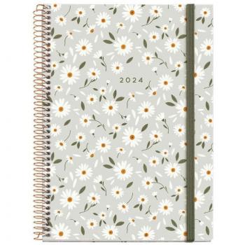 AGENDA ANUAL 2024 MIQUELRIUS NATURA ESPIRAL TAPA EXTRA GOMA PLUS 213X155 S/V DAISY SUMMER