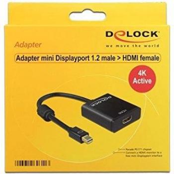 Delock Adapter mini DisplayPort 1.2 Stecker > HDMI Buchse 4K Aktiv schwarz