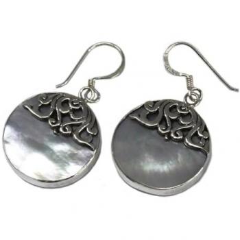 MOP Shell & Silver Classic Disc Earrings for Women