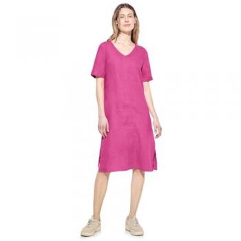 Sommerkleid CECIL Gr. S (38), US-Größen, pink (bloomy pink), Damen, Stoff, 100% Leinen, unifarben, Kleider, mit Eingrifftaschen