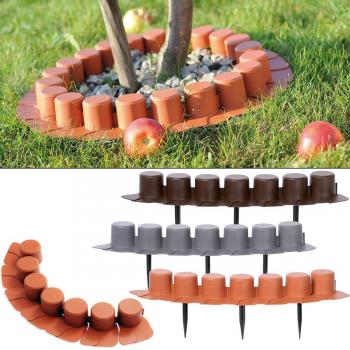 Bordure de Jardin en Plastique Marron 3Pcs Set 12,15m