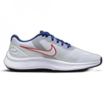 NIKE STAR RUNNER 3 GS: Versión Gris/Blanco, talla 13.5