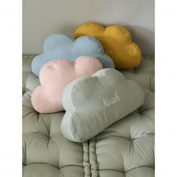 VERTBAUDET Cozy Cotton Gauze Cloud Cushion in Mustard
