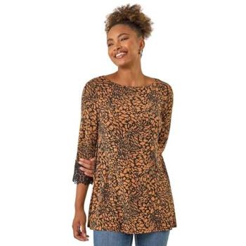 Tunique romaine stretch orangé à bord de dentelle