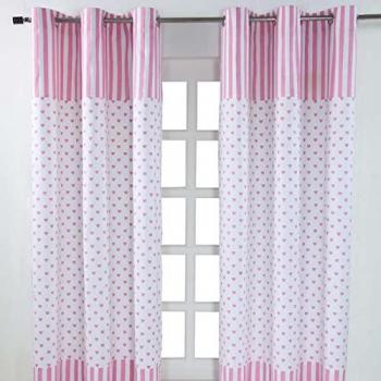 Ready-Made Eyelet Curtains in Love Hearts Design (Pink, 137 cm Width x 228 cm Drop)