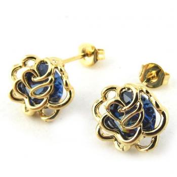 Elegant Blue Gold Earrings by Les Trésors De Lily