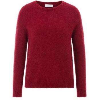 Damen Strickpullover Rich & Royal – Cozy Crew Neck, Ruby Red, U-Boot-Style, Größe S