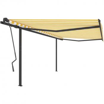 Vidaxl Manual Awning with Posts 4x3.5 m Yellow and White