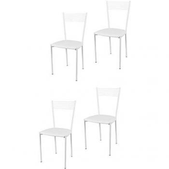 Set di 4 Sedie Elegance in Acciaio e Ecopelle per Cucina e Sala da Pranzo