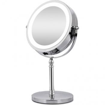 Backlit Double-Sided Makeup Mirror with 5X Zoom