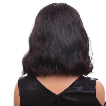 Brown Body Wave 16-Inch Short Bob Lace Front Wig Synthetic Hair for Black Women Heat Resistant