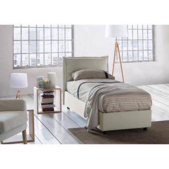 Lit coffre beige Evelyn – Talamo Italia, revêtement textile, ouverture avant