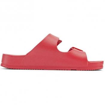 Sandalias planas de mujer Eva Flat de Duuo con doble hebilla y diseño abierto, color rojo