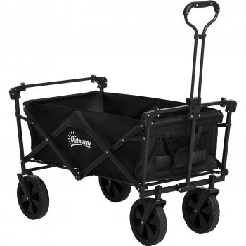 Outsunny Bollerwagen mit Sonnendach, faltbar und transportabel, bis 110 kg, inkl. Tragetasche, Oxford Schwarz