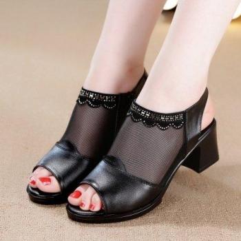 Plus Size Comfortable Black Heels Gladiator Sandals