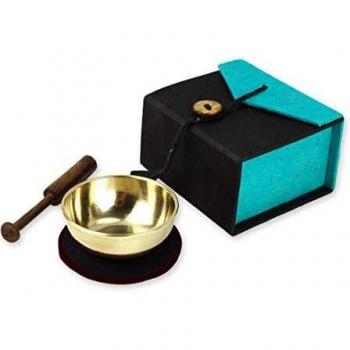 Mini-Klangschale in Box (schwarz / türkis)