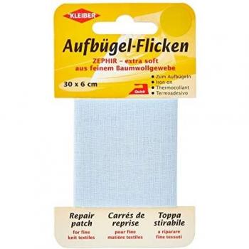 KLEIBER Zephir Aufbügelflicken, 300 x 60 mm, hellblau