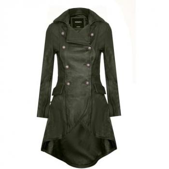 Accra Gothic Victorian Leather Coat – Women’s, Green, Size 22 UK