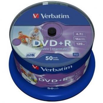 Spindle de DVD+R imprimable 16X 50 pièces Verbatim