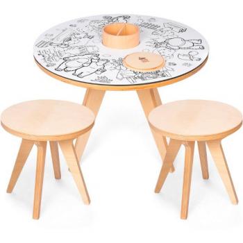 Station créative Table-Dessin D70 cm, deux tabourets assortis