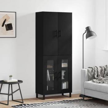 Armoire haute noire en bois d'ingénierie 69,5x34x180 cm