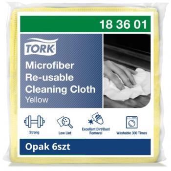 Tork Mikrofaser Reinigungstücher 183601, 6 Stück, gelb, wiederverwendbar, L 150 x B 150 mm