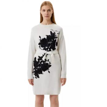 Love Moschino Embroidered Long Knit Dress in Wool Blend