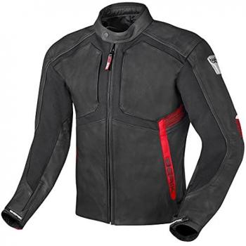 Giubbotto in pelle Berik Flexius per moto Nero Rosso 50