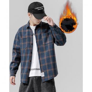 Winter Shinichi lässig Plaid Samt Hemd für Männer