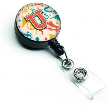 Retro Teal Orange Musical Ins Retractable Badge Reel by Caroline's Treasures