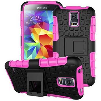 Funda Samsung Galaxy S5, SsHhUu Armadura Doble Capa con Soporte Protector