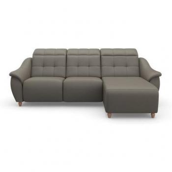 Boston L-Form LUXUS Ecksofa – 2 Stück, Chenille & Naturleder, Kopfteilverstellung