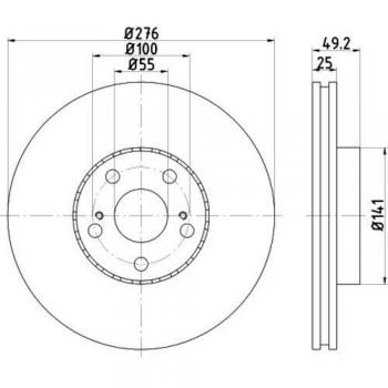 Disque de frein 100 ventilations HELLAPRO 8DD 355 110-531 TOYOTA Avensis I Liftback