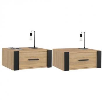 Set de Mesitas Onyx con Estantes de Madera Oscura