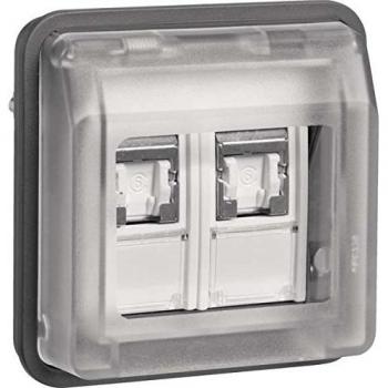Grey Dual RJ45 8(8) Data Outlet