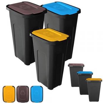Poubelle à Tri 30 L – Ensemble 3 pièces KADAX, Couleurs Variées