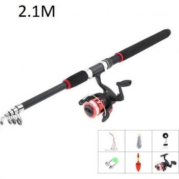 Combo canne à pêche et moulinet 2.1-3m en fibre de verre