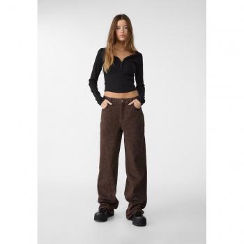 Stradivarius – Jean droit à motif léopard noir délavé – 40 F, multicolore